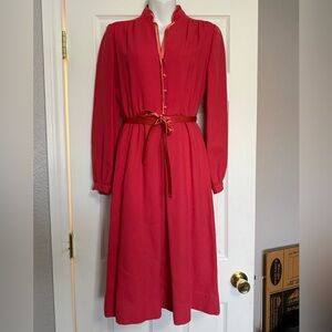 Vintage Stephen Causins Coral Red Midi Dress
ILGWU Union Made 70s